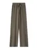 Pantalones de Terciopelo Anchos Andy para Mujer, Cintura Alta Elástica, Longitud Extendida, Pantalones de Lana Sencillos de Color Sólido a la Moda, Nuevo Modelo 2026