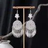 Pendientes Largos con Borlas de Imitación Plata Miao Estilo Étnico para Mujer, Mariposa Pavo Real Flor Pendientes Largos, Pendientes Estilo Bohemio para Fotografía de Viaje