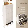 Zapatero abatible ultrafino para apartamentos pequeños, estilo crema, mueble de entrada de gran capacidad, zapatero de fácil montaje