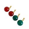 Aretes Transfronterizos de Aguja de Plata S925 con Ágata Roja y Verde Nuevos Aretes Elegantes de Alta Gama de Chinoiserie Aretes Personalizados Simples y Elegantes