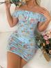 Europa y los Estados Unidos nueva perspectiva sexy flor ropa interior comercio exterior transfronterizo tela de malla impresión plisada tentación pijamas pijamas