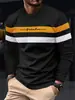 Comercio exterior transfronterizo camiseta de manga larga con cuello redondo para hombre, bloques de color, camiseta básica, ropa nueva para hombre