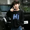 Camiseta de Manga Larga con Cuello Redondo de Dibujos Animados para Niño, Primavera y Otoño, para Niños Mayores, 100% Algodón Puro, Ropa Transpirable para Niños