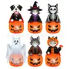 Gato Negro Inflable de Halloween de Pie sobre una Calabaza, Decoración Inflable Hecha de Poliéster 210t con Iluminación LED, Modelo Inflable Personalizado