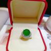 Venta al por mayor de fábrica alto hielo plata 925 chapada calcedonia verde lujo diamante trapezoidal anillo femenino ágata jade anillo joyería