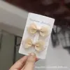Bonito pasador de pelo para niña estilo hada pequeña, hilo de seda caqui, par de mini lazos, pinza lateral, pinza para flequillo