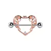 Anillo para Pezón Transfronterizo de Nuevo Producto Incrustado con Circonio en Forma de Abanico Cabeza de Gato con Corazón Cabeza de Conejo Acero Inoxidable Circonio de Colores Clavos para Pezón Europeos y Americanos Venta al por Mayor en Línea
