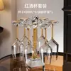 Juego de Decantador y Copas con Mango de Diamante Brillante Dorado, Copas de Cristal Estilo Europeo para Vino Tinto con Soporte y Taza de Drenaje para Uso en Casa