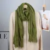 Bufanda Transfronteriza de Nuevo Estilo para Mujer, Temporada de Primavera, Bufanda plisada de Gasa de Bali, Chal de Viaje, Pañuelo de Cabeza Bohemio Versátil de Color Sólido