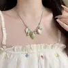 Colar Dopamina Cerâmica Estrela do Mar Concha Trançado Feminino Colorido Corrente Longa para Suéter Pingente Verão Doce