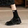 Mocasines de Suela Gruesa para Mujer Invierno 2026 Forrados de Borrego Zapatos Pequeños de Piel Estilo Británico Slip-On Jk Flats Modelo de Transmisión en Vivo de Douyin