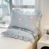 Juego de Falda de Cama Acolchada Estampada 100% Algodón Falda de Cama Engrosada Cubre Cama Funda Nórdica Ropa de Cama Individual Doble Comercio al por Mayor