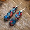 Pendientes de piedra emperador de piedra natural geométrica bohemia de alta calidad, nuevos, joyería de moda europea y americana.
