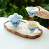 Sonho da Fabricante Borboleta Gaiwan Xícara de Chá Conjunto de Chá de Cerâmica Presente de Aniversário para Meninas Conjunto de Caixa de Presente Prático e de Alta Qualidade