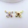 Cobre Chapado en Oro Color Conservante Circonita Mariposa Colgante DIY Pulsera Hecha a Mano Collar Pendiente Joyería Accesorio Encanto Colgante
