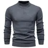 Suéter Gola Alta Liso Masculino Outono/Inverno 2025 Tricô Masculino Camisa Base Verde Militar