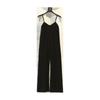 100% Acetato 25 Primavera Nuevo Pantalón de Pierna Ancha con Tirantes Jumpsuit Holgado Slim con Caída