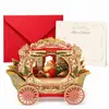 Nueva tarjeta de felicitación 3D plegable transfronteriza, tarjeta de regalo navideña creativa con estampado dorado, decoración de mesa para fiesta navideña