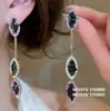 Pendientes Europeos y Americanos Transfronterizos con Diamantes Incrustados en Forma de Lágrima, Pendientes de Borlas Estilo Palacio, Lujo Ligero, Gama Alta, Pendientes de Moda Exagerados para Mujer