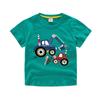 Camiseta de Verano para Niños de Manga Corta con Estampado de Excavadora de Dibujos Animados, Top de Manga Corta 100% Algodón, Suministro Directo de la Fábrica Origen