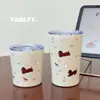 Nuevo Taza de Agua Portátil con Popote de Chica Linda de Alto Valor Estudiante Simple Nicho Diseño No Común Termo de Gran Capacidad