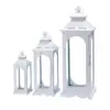 Estilo europeo hierro retro romántico adornos de candelabro lámpara de viento a prueba de viento de pie soporte para velas accesorios de boda linterna guía de camino