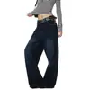 Jeans Reto Americano Lavado Desgastado Patchwork Bandeira Perna Reta Masculino Retrô Solto Perna Larga Calças Vintage