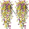 Decoração para Casa, Casamento ao Ar Livre, Videira Artificial Verde Eucalipto Violeta, Cesta Suspensa com 45 Ilhós