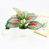 Modelo Quente Transfronteiriço Flor de Chuva Simulada de 11 Folhas Pedra Verde Planta Verde em Vaso Casamento Decoração de Hotel Internacional Vaso de Flores Artificiais Ornaments de Bonsai