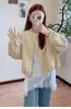 Jaqueta Curta Estilo Coreano com Gola Alta para Mulheres Nova Moda Primavera 2026 Versátil Amarela Emagrecedora e Rejuvenescedora Top Jaqueta Casual
