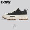 Zapatos de Lona de Suela Gruesa Universales 2026 Primavera Nuevos Zapatos que Aumentan la Altura para Mujer Tenis Casuales de Plataforma Negros