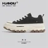 Zapatos Universales de Lona con Suela Gruesa para Mujer, Nuevo Estilo Otoño e Invierno 2026, Zapatos que Aumentan la Altura, Zapatos Versátiles para Mujer, Tenis de Plataforma Negros