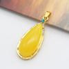 Pingente de Jade em Forma de Gota D'água Banhado a Ouro Acessórios de Colar Feminino Estilo Boêmio Minoritário Joias com Pedras Coloridas Incrustadas