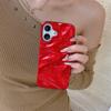 Capa de Celular Vermelha Plissada Maçã 15Pro Max iPhone16 Novo 14Pro Macia 13/12 Feminina