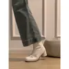 Populares Botas Blancas Estilo Ballet Francés con Tacón Grueso para Mujer, Nuevas Botas Retro 2025 Primavera y Otoño para Aumentar Altura y Combinar con Faldas, Botas Adelgazantes