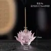 Suporte para vela de incenso de lótus de vidro borossilicato alto, Buda dourado na frente, lâmpada de manteiga de Buda, ornamentos para casa