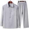 Camisa de Seda de Gelo para Homens de Meia-Idade e Idosos Manga Longa Verão Camisa Solta para Roupas de Verão do Pai para Avô e Idosos