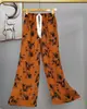 Pantalones de pijama de algodón para mujer, verano, finos, estampados, casuales, de pierna ancha, pueden usar mujeres embarazadas, comercio exterior, pantalones de talla grande