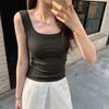 Colete Fresco de Verão Redutor de Idade com Decote U e Alça Larga nos Ombros Roupa Feminina Top Interno Esportivo de Aba Larga Slim Fit Sem Mangas
