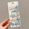 Presilha de Cabelo Infantil Estilo Oceano Concha Meninas Franja Lateral Clipe Para Cabelos Quebrados Tiara de Princesa para Bebê Clipe Bb