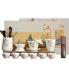 Tetera de Jade Blanco de Alta Gama Dehua Flor de Glicina Juego de Té Kung Fu Hogar Negocio Recepción Preparación de Té Set de Porcelana Blanca Cultural y Creativo