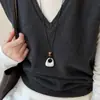 Colar de resina com zircônia em formato de coração, flor, estrela, geométrico estilo coreano, corrente para suéter de luxo leve, acessório moderno e elegante