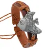 Accesorios Creativos Europeos y Americanos, Pulseras de Cuero Vintage Tejidas a Mano Personalizadas, Pulseras Sencillas de Espina de Pescado Estilo Océano