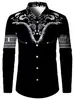 Camisa de Manga Larga Estilo Étnico Africano para Hombre Retro Dashiki Estampado Digital Cárdigan con Solapa Top Casual