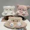 Sombrero de Pescador de Felpa Dulce Estilo Japonés para Gatos para Niñas, Cálido para Otoño e Invierno con Protección para Orejas, Sombrero de Cubo Esponjoso para Adelgazar la Cara