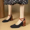 Tallas 34-47 Zapatos de Moda para Mujer de Talla Extra Transfronterizos con Suelas Blandas de Goma, Zapatos de Piel Poco Profundos con Bloques de Color, Zapatos de Gamuza para Mujer