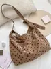 6371 Bolso de Mano de Terciopelo con Lunares Estilo Retro Coreano, Bolso de Hombro Grande de Capacidad Estilo Perezoso, Bolso de Tela para Viajero Estudiante
