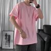 Camiseta de Manga Curta Dopamina Masculina Verão Estilo Coreano Trbottomyy Solta Casual Camiseta Básica Cor Pura Versátil Manga Cinco Quartos Moda