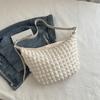 Bolsa Cilindro Portátil Flor de Burbuja para Mujer Nuevo Estilo 2024 Niña Japonesa y Coreana Bolso de Hombro de Mano Texturizado Bolsa de Almuerzo Bolsa de Compras