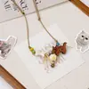Collar de Cerámica Jingdezhen Lindo Dibujo Animado Miau Wangcai Joyería Linda Orquestación Puesto de Joyería Suministro al por Mayor